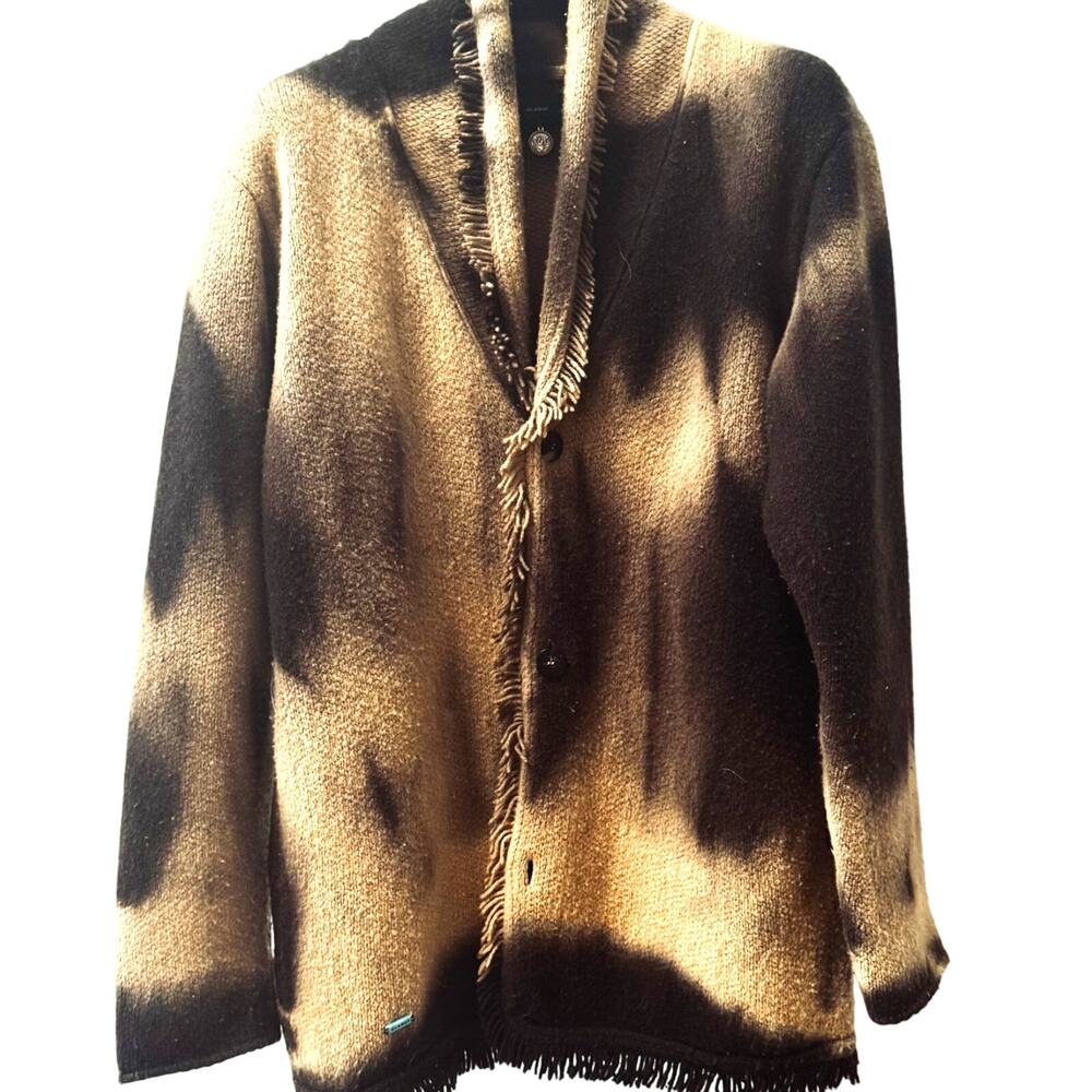 ALANUI: Men's Brown Cashmere/Wool Tie Dye Cardigan - Small